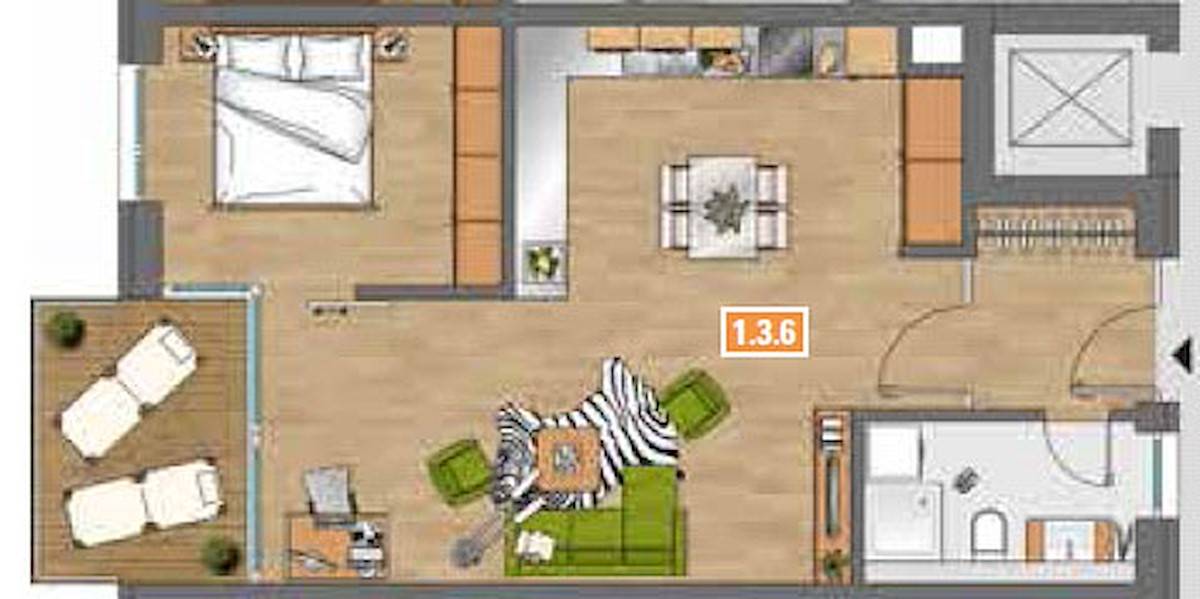 Der Grundriss der Ferienwohnung Dünenbrise in Binz