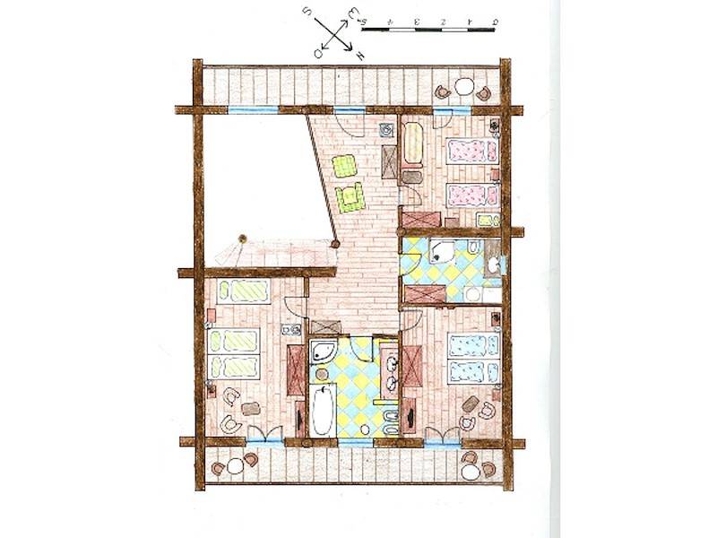 Der Grundriss im Obergeschoss mit Galerie