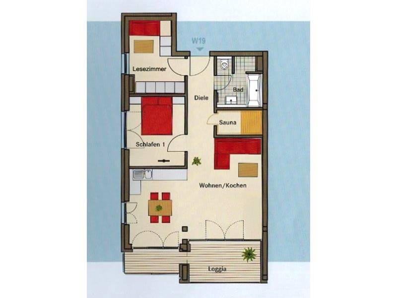 Der Grundriss der Ferienwohnung Ocean Sun in Sassnitz