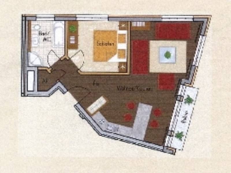 Der Grundriss der exklusiven Ferienwohnung Schaumkrone in Binz.