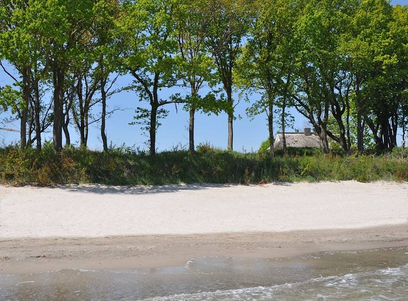 Unmittelbar vor dem Ferienhaus frohlockt der weiße Badestrand.