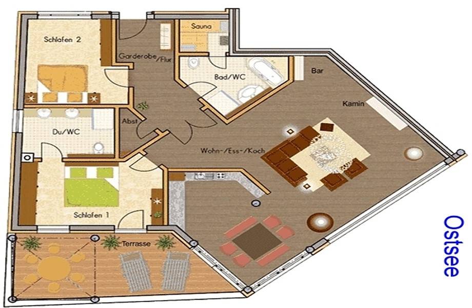 Der Grundriss des Penthaus
