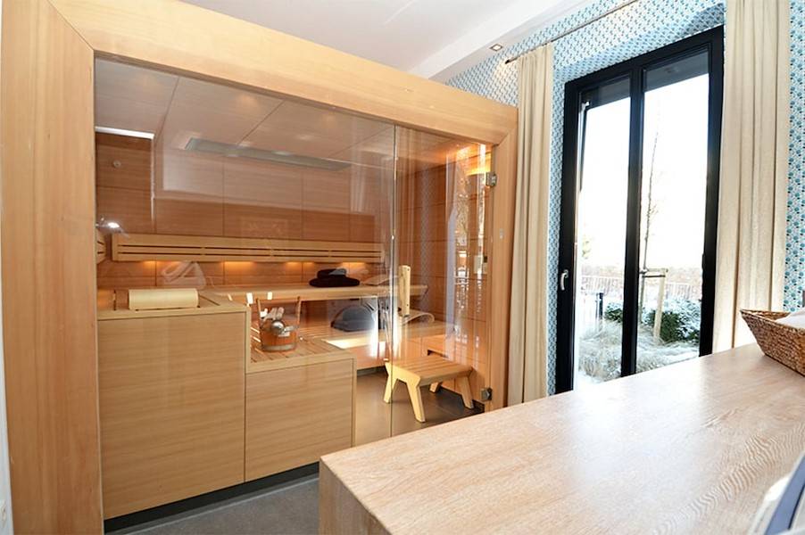 Die große Klafs- Sauna im Erdgeschoss der Villa Tusculum
